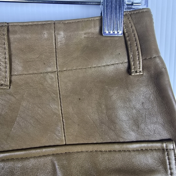 Zara Women's 100% Sheep Leather Camel Cargo Pants Straight Leg Size S - Picture 12 of 16